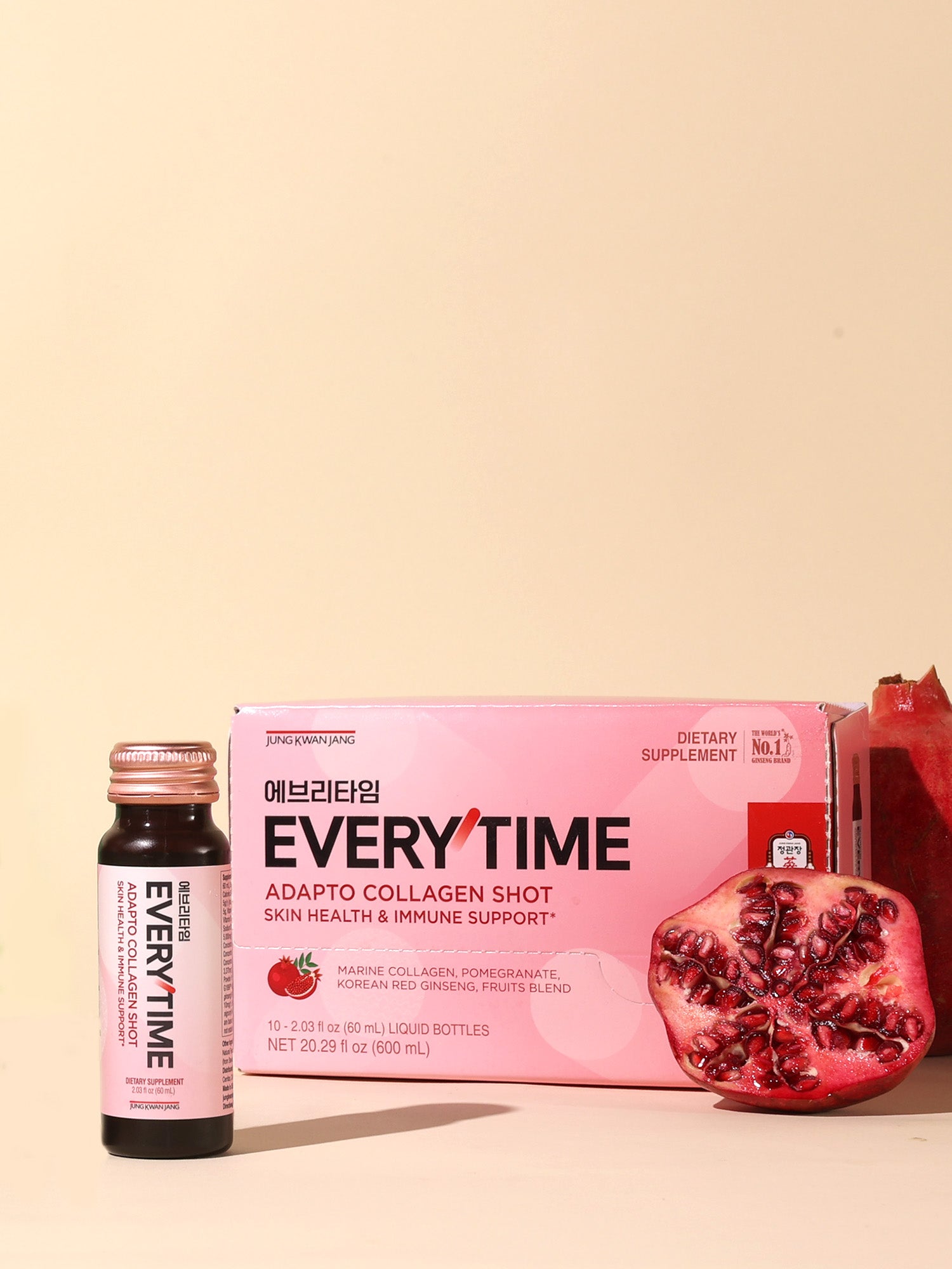 EVERYTIME Adapto Collagen Shot packaging with pomegranate
