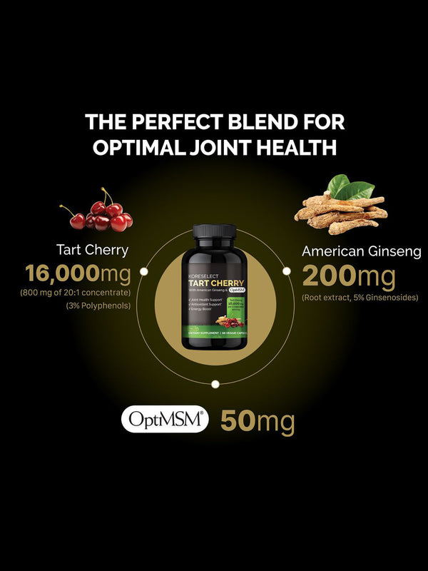 Tart Cherry Capsules MSM Joint Support Supplement với American Ginseng KORESELECT