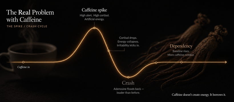The caffeine cycle infographic