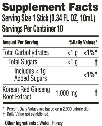 Liquid Energy Stick Korean Red Ginseng Caffeine Free - Koreselect